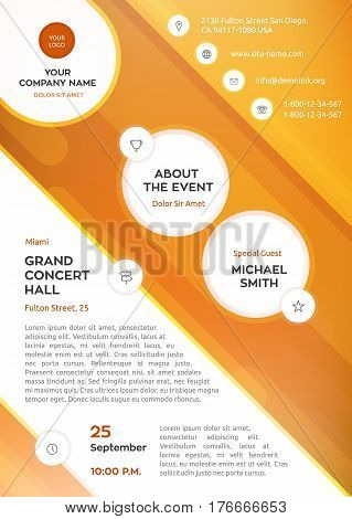 Business graphics brochures. template, flyers and prints, orange colorful vector design