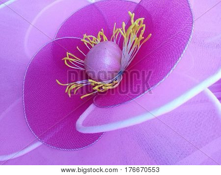 Created pink flower made from nylon fabric, recycled