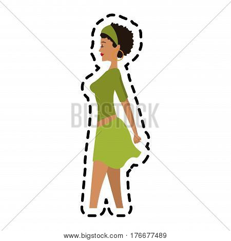 beautiful olive skin young woman with curly black hair icon image vector illustration design