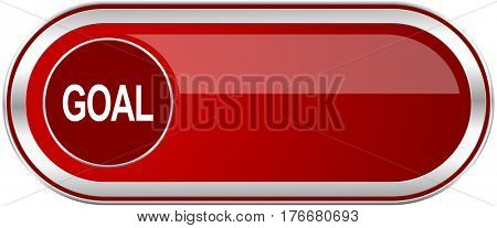 Goal red long glossy silver metallic banner. Modern design web icon for smartphone applications