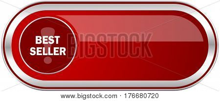 Best seller red long glossy silver metallic banner. Modern design web icon for smartphone applications