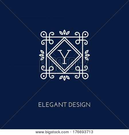 Simple and elegant monogram design template with letter Y. Vector illustration.
