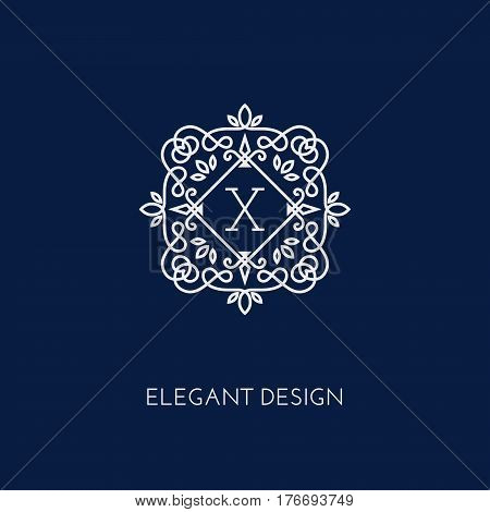 Simple and elegant monogram design template with letter X. Vector illustration.