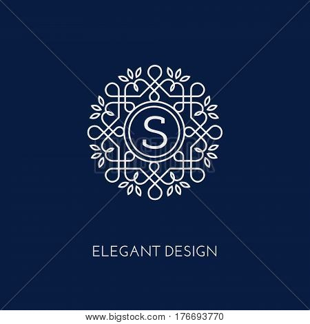Simple and elegant monogram design template with letter S. Vector illustration.