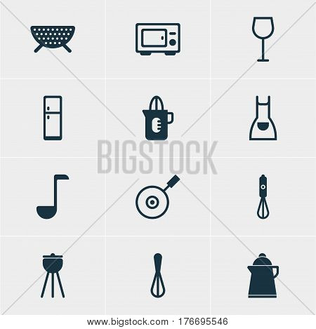 Vector Illustration Of 12 Cooking Icons. Editable Pack Of Handmixer, Tea, Oven Elements.