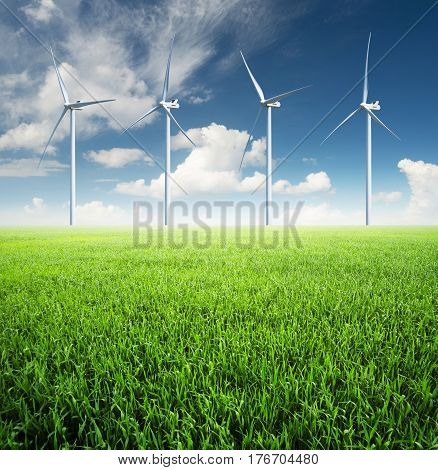 Wind power station. Ecological energy concept and idea