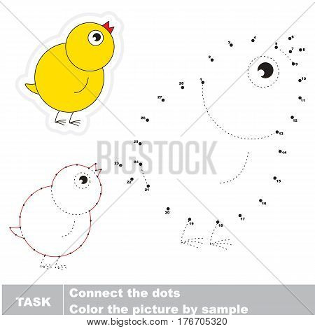Vector kid educational game with easy game level for preschool children. Connect dots by numbers, dot to dot game for Chicken.