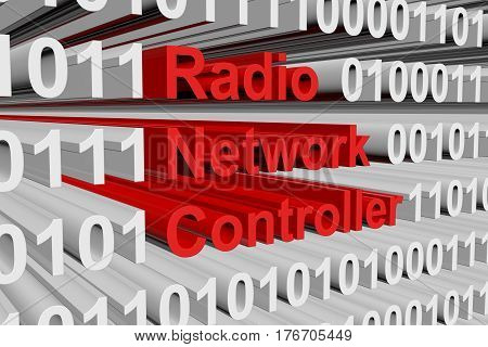 radio network controller in the form of binary code, 3D illustration