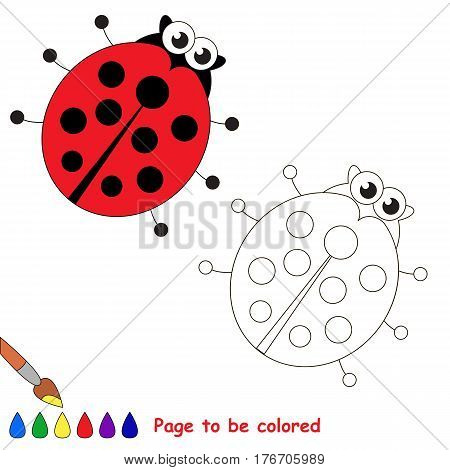 Ladybird to be colored. Coloring book to educate kids. Learn colors. Visual educational game. Simple level of difficulty. Coloring pages.
