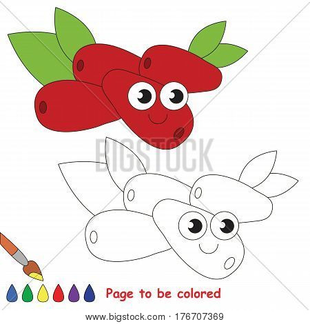 Cornel to be colored. Coloring book to educate kids. Learn colors. Visual educational game. Easy kid gaming and primary education. Simple level of difficulty. Coloring pages.