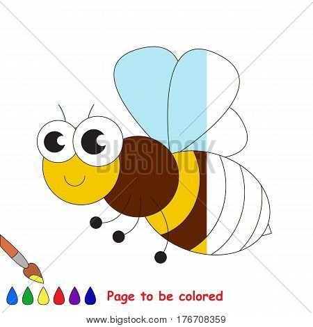 Bee to be colored, the coloring book to educate preschool kids with easy kid educational gaming and primary education of simple game level.