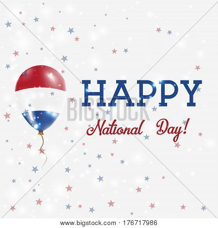 Bes Islands National Day Patriotic Poster. Flying Rubber Balloon In Colors Of The Dutch Flag. Bes Is
