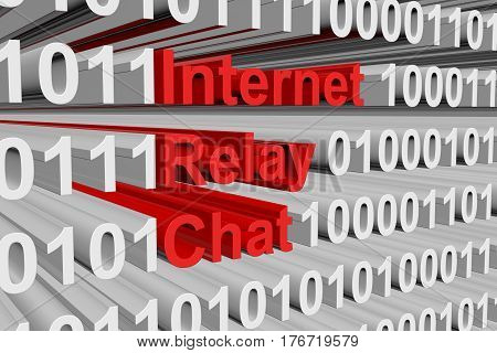 Internet Relay Chat is presented in the form of binary code 3d illustration