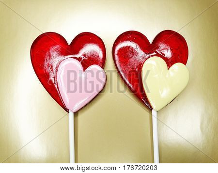 hearts red lollipops love concept valentine's day