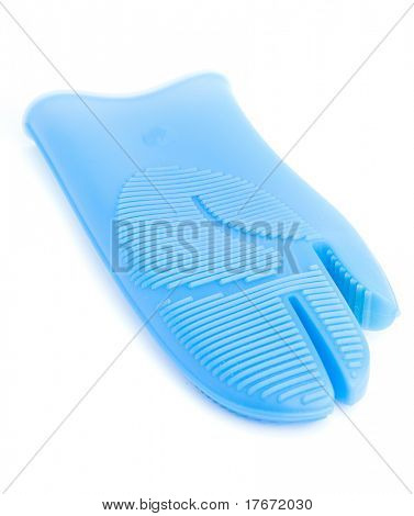 blaue Handschuhe auf weißen abckground