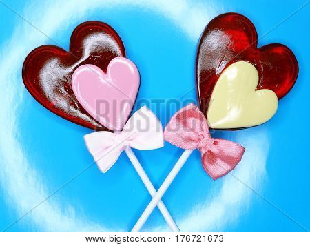 hearts red lollipops love concept valentine's day