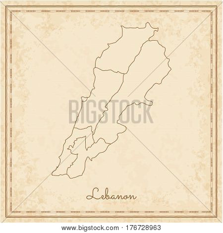 Lebanon Region Map: Stilyzed Old Pirate Parchment Imitation. Detailed Map Of Lebanon Regions. Vector