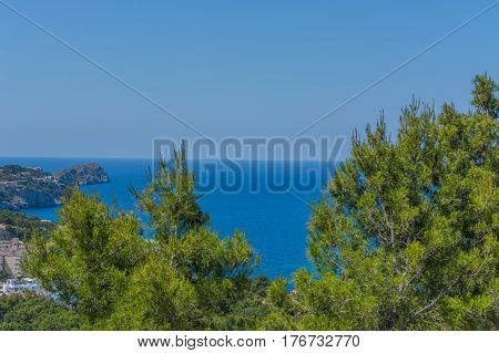 Panorama of the bay Paguera photographed from the mountain in Costa de la Calma.