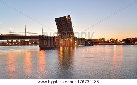 Volodarsky bridge at white night in St.Petersburg Russia.
