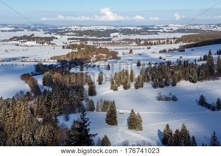Panoramic view of a scenic winter Bavaria Germany