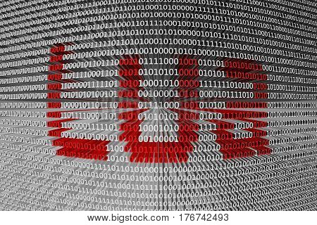 Lua in the form of binary code, 3D illustration