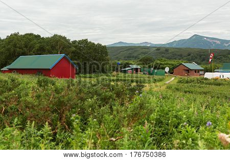 Kamchatka Peninsula, Russia - August 13, 2016: Source of river Ozernaya on Kurile lake. South Kamchatka Nature Park.