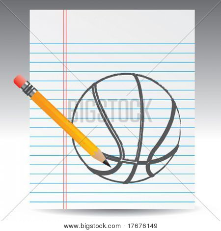basket-ball et papier pour ordinateur portable