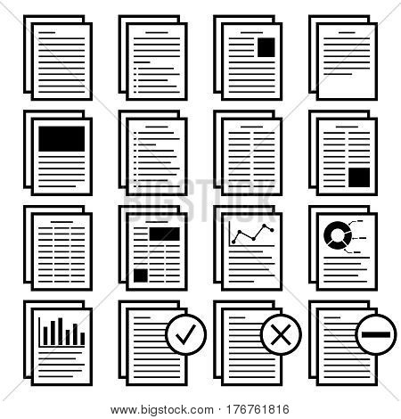 Paper with text icon with a variety of layout. Vector illustration