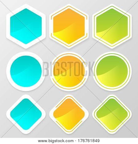 Colorful web button shape set for website or app. Vector illustration