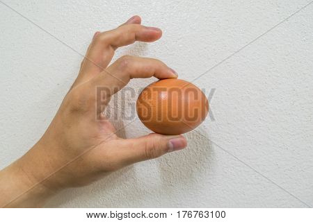 woman holding a egg on white background
