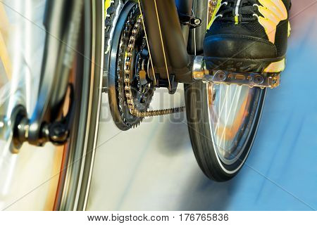 Detail Of Front Derailleur With Cycle Track