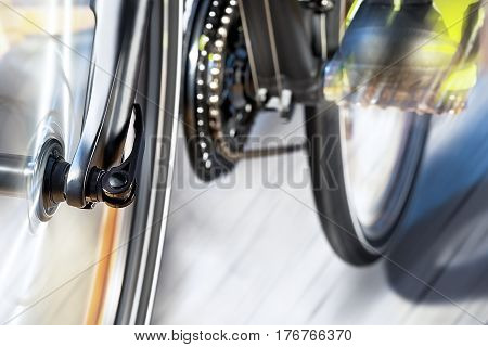 Detail Of Front Wheel With Front Derailleur