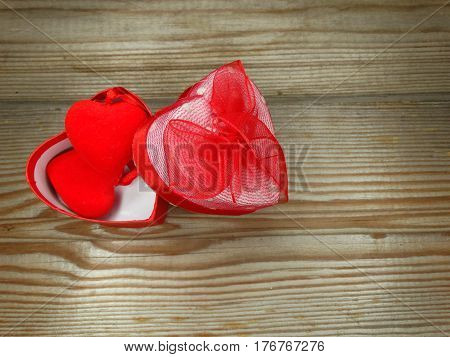 heart form gift boxes love concept valentine's day on wooden background