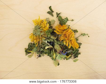 Herbal tea mix with marigold and cornflower