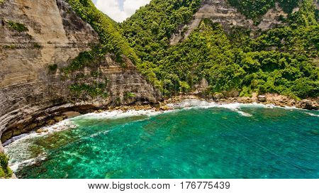 Aerial view on Temeling bay Nusa Penida Bali Indonesia