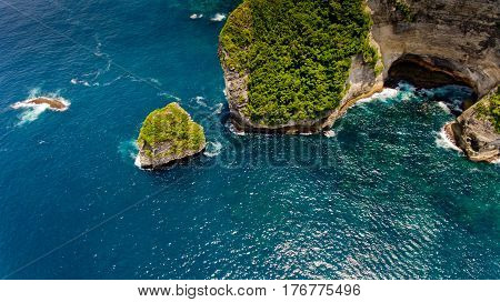 Aerial view on Temeling bay Nusa Penida Bali Indonesia