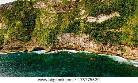 Aerial view on Peguyangan bay Nusa Penida Bali Indonesia