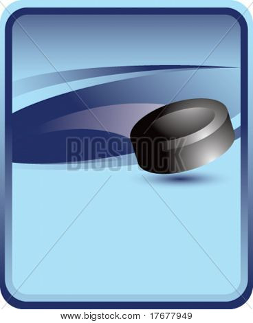 blauer Rahmen mit Hockey puck