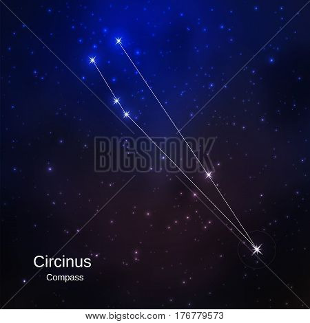 Circinus constellation in the night starry sky. Vector illustration