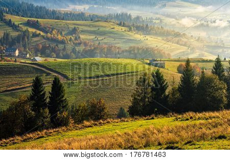 Mountain Rural Area In Autumn
