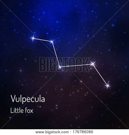 Vulpecula Little fox constellation in the night starry sky. Vector illustration