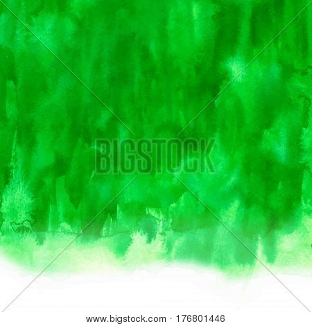 Vector green abstract hand drawn watercolor background for your design
