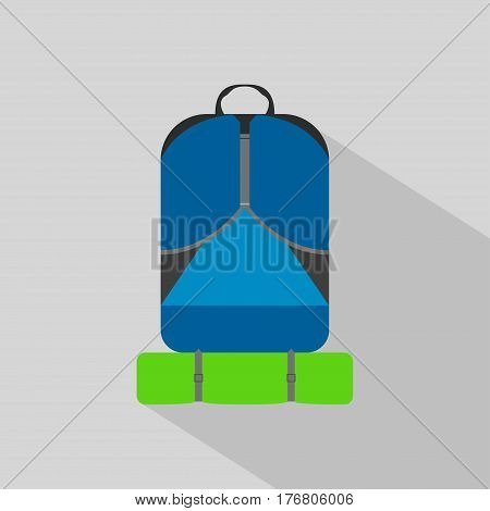 backpack hiking camping flat icon with long shadow