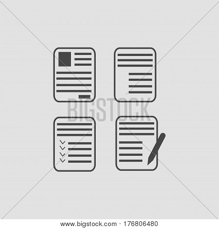 set of documents isolated vector illustration cv plan on grey background