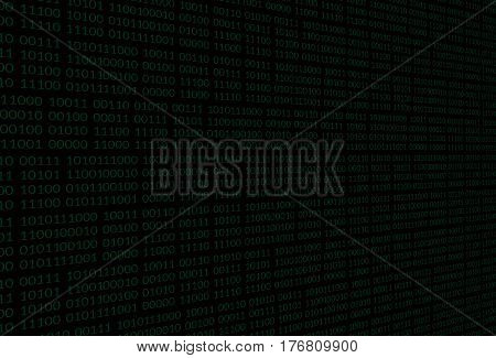 Black background with a binary flow. Vector illustration