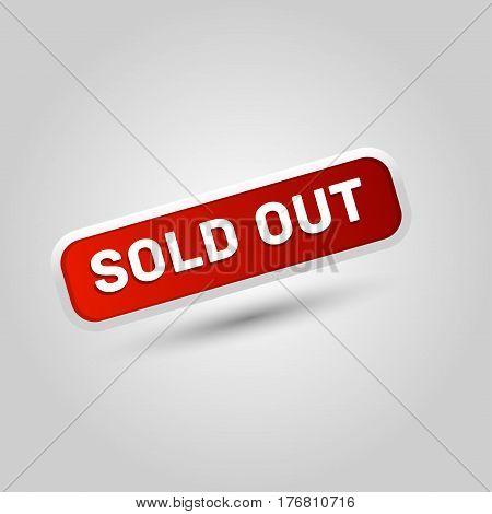 sold out red sticker with shadow on grey light background