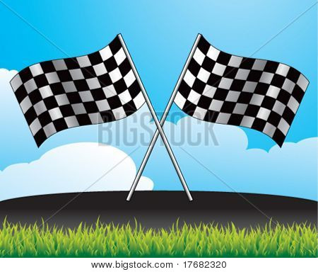 bandeira quadriculada de corridas em pista de corrida