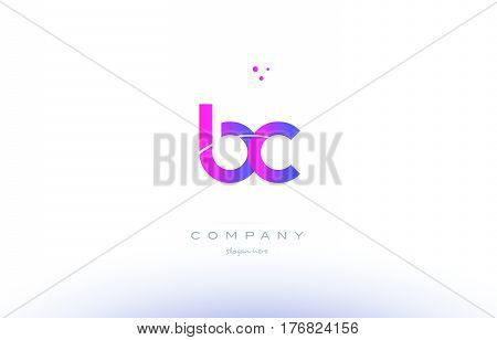 Bc B C  Pink Modern Creative Alphabet Letter Logo Icon Template