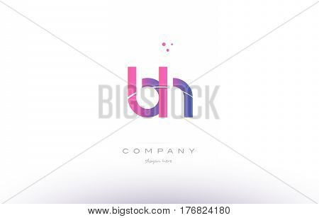 Bh B H  Pink Modern Creative Alphabet Letter Logo Icon Template