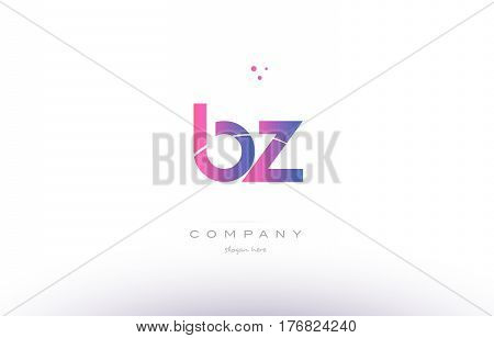 Bz B Z  Pink Modern Creative Alphabet Letter Logo Icon Template